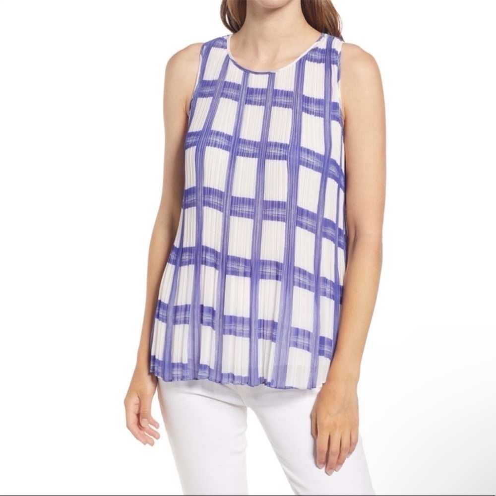 NWT Halogen Sleeveless Pleated Georgette Top Blouse